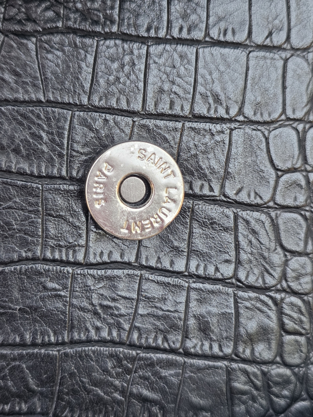 Saint Laurent Inspired Black Croc-Embossed Chain Shoulder Bag - Picture 13 of 14